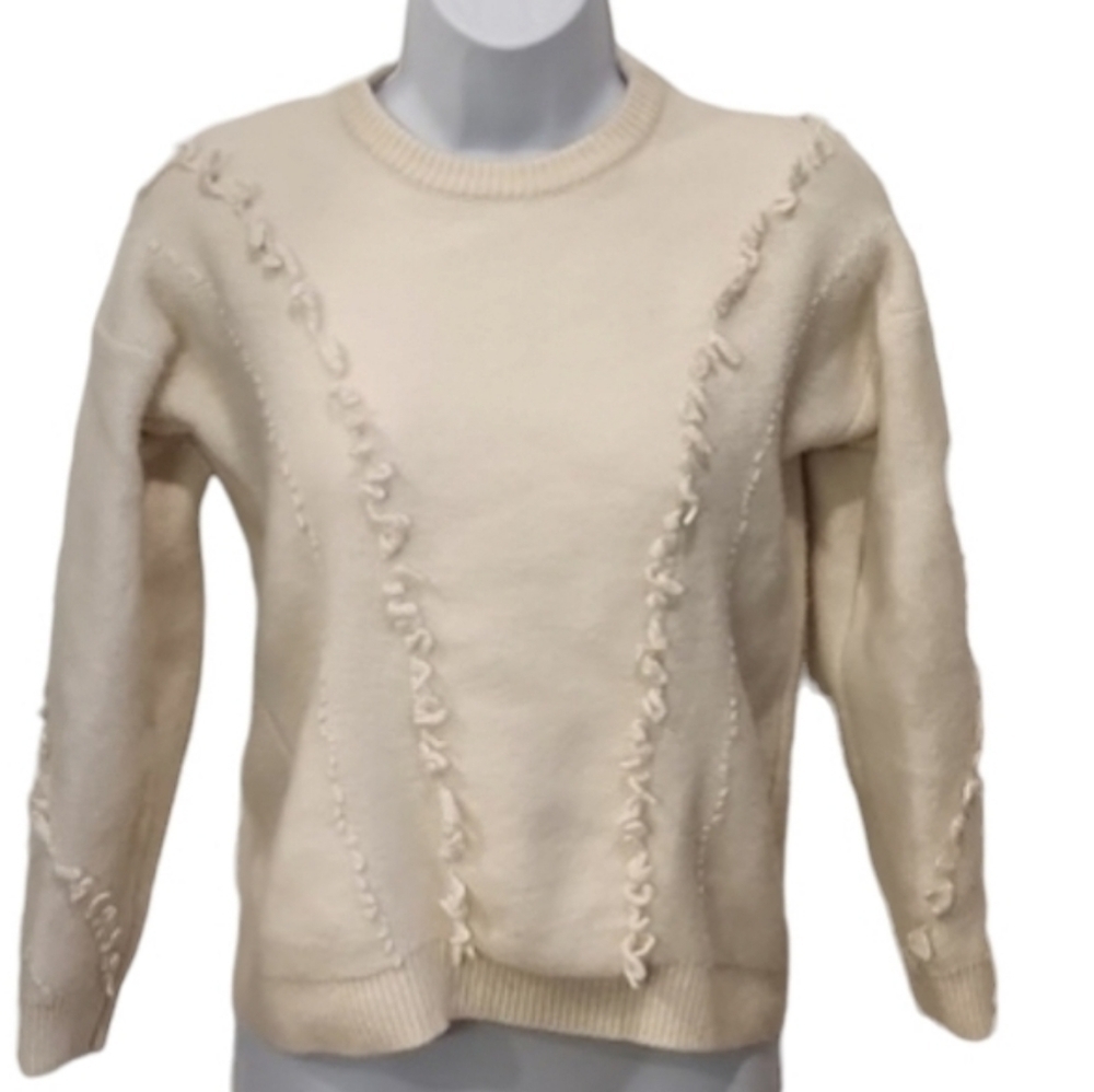 Bartolini Italian Made Wool and Cashmere Fringe Detail Sweater